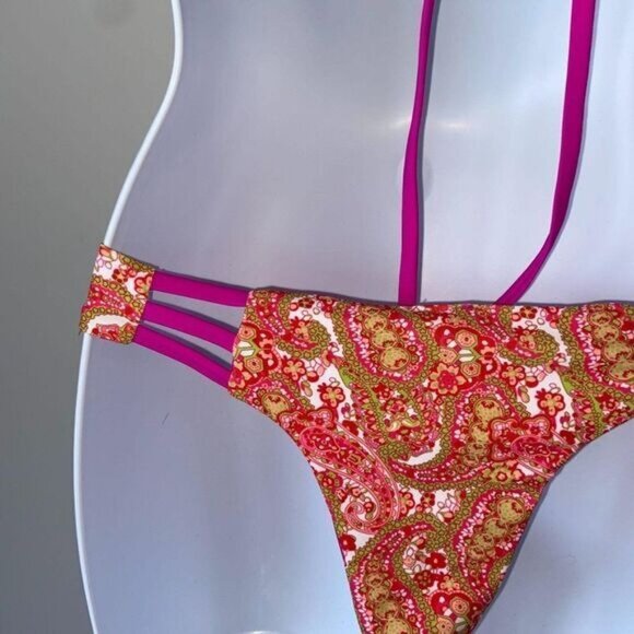 Strappy‎ High-Neck Bikini Top Two Piece Swimsuits Side Strap Bottom Swimwear - Picture 5 of 8